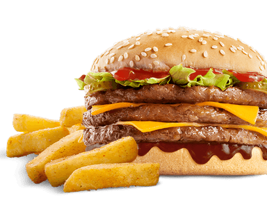 Cheesy BBQ Triple: Burger & Chips