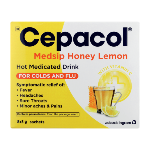 Cepacol Medsip Honey Lemon Cold & Flu Sachet 8 Pack